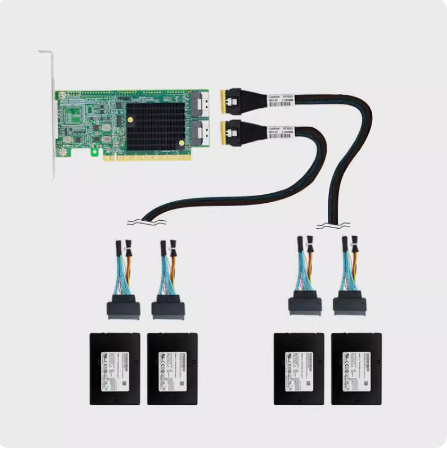 PCI Express 4.0 x16 to Two SlimSAS SFF-8654 8i Retimer Adapter