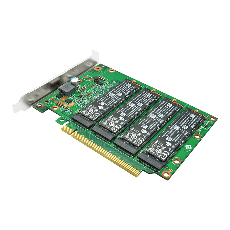 PCIe 4.0 x16 to 4-Port M.2 NVMe Adapter with Heatsink