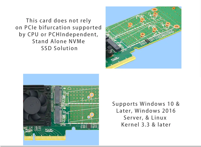 PCIe 3.0 x8 to Quad M.2 NVMe Switch Adapter